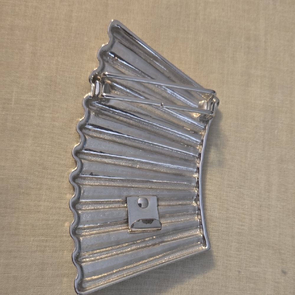 Silver Metallic Accordion-Style Clutch - Picture 2 of 4
